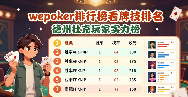wepoker排行榜看牌技排名 德州扑克玩家实力榜