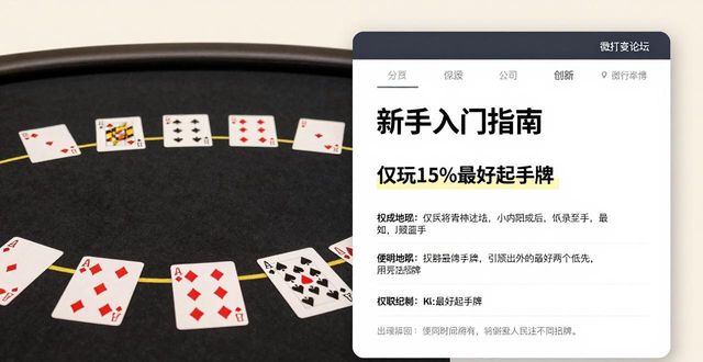 微扑克论坛新手入门指南 德州扑克高手进阶技巧