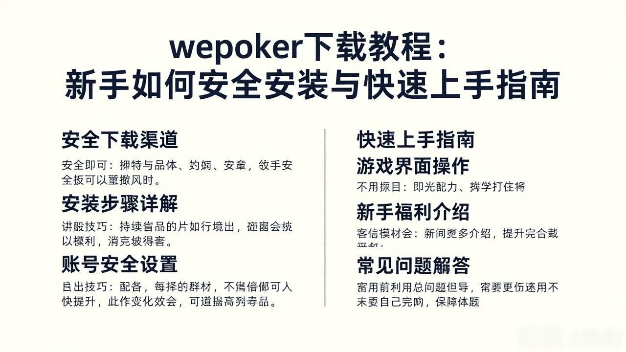 wepoker下载教程：新手如何安全安装与快速上手指南