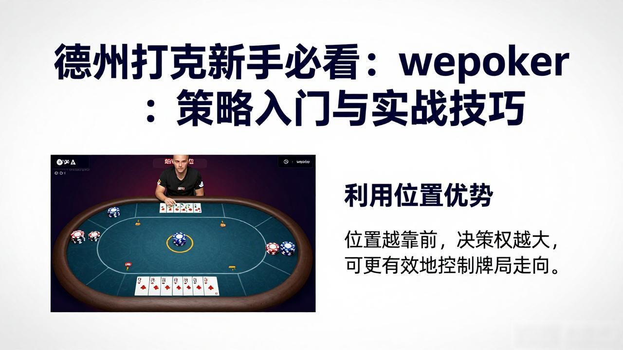 德州扑克新手必看：wepoker策略入门与实战技巧