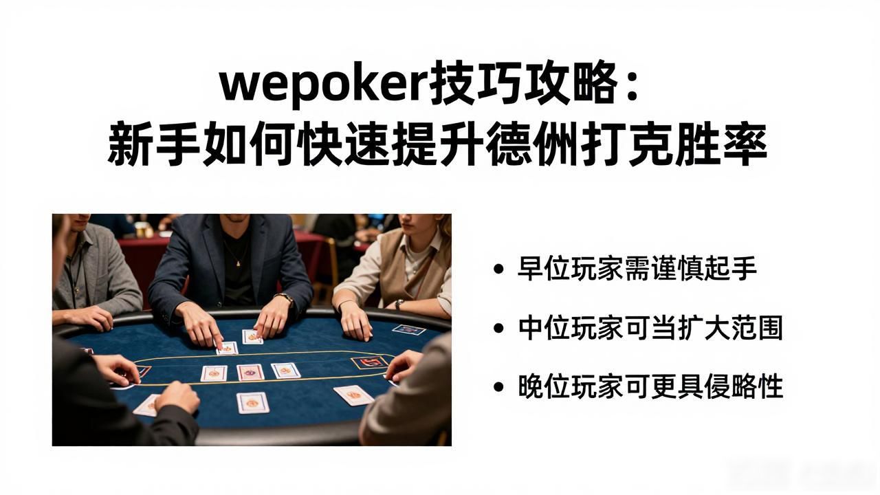 wepoker技巧攻略：新手如何快速提升德州扑克胜率
