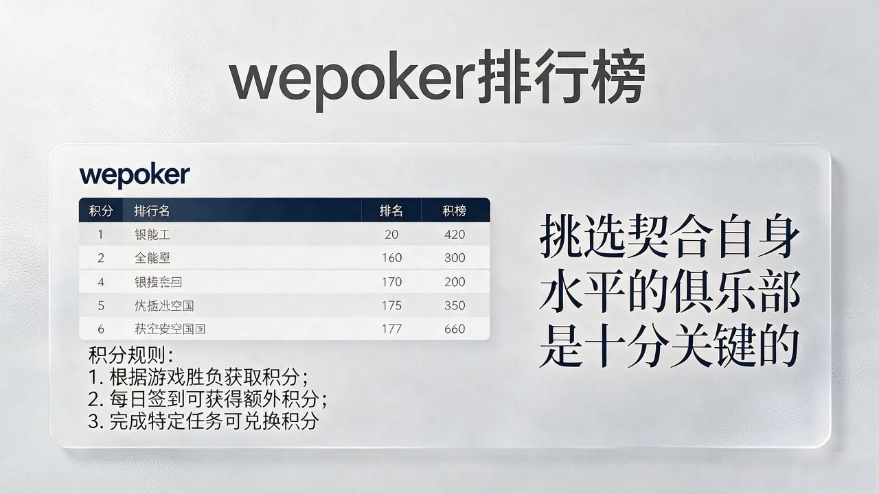 wepoker排行榜怎么算 教你快速提升排名积分