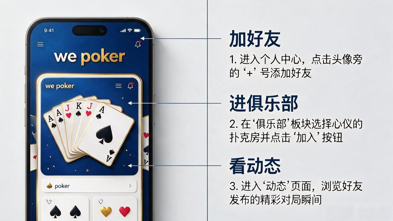 wepoker社交功能怎么用，加好友、进俱乐部、看动态全讲清