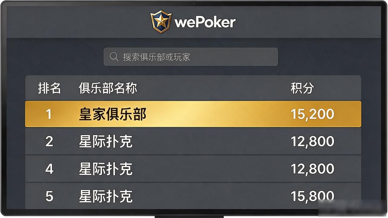 wepoker排行榜怎么查 俱乐部里看排名的入口